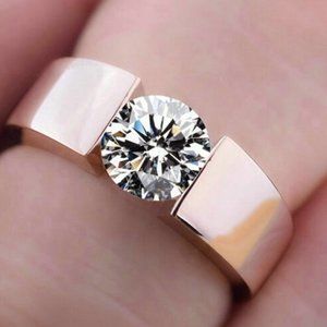 S925 Rose Gold White Sapphire Diamond Ring
